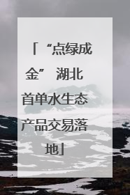 “点绿成金” 湖北首单水生态产品交易落地