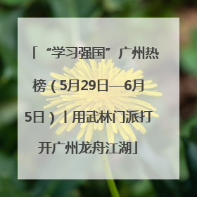 “学习强国”广州热榜（5月29日—6月5日）丨用武林门派打开广州龙舟江湖