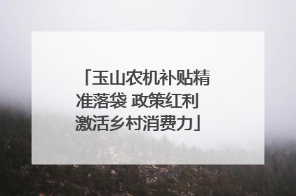 玉山农机补贴精准落袋 政策红利激活乡村消费力