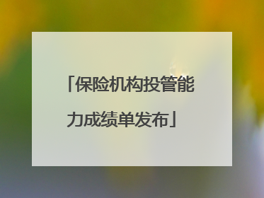 保险机构投管能力成绩单发布