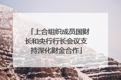 上合组织成员国财长和央行行长会议支持深化财金合作