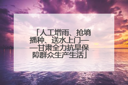 人工增雨、抢墒播种、送水上门——甘肃全力抗旱保障群众生产生活