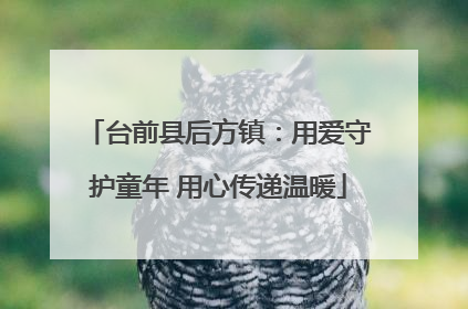台前县后方镇：用爱守护童年 用心传递温暖