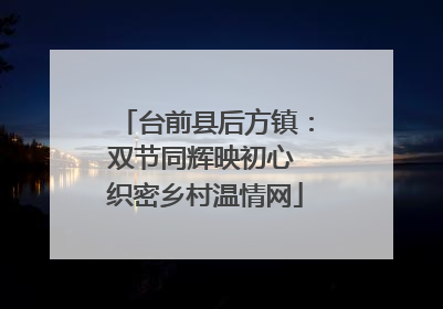 台前县后方镇：双节同辉映初心 织密乡村温情网