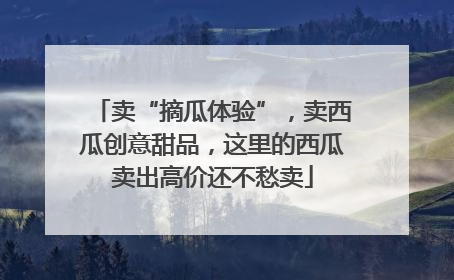 卖“摘瓜体验”，卖西瓜创意甜品，这里的西瓜卖出高价还不愁卖