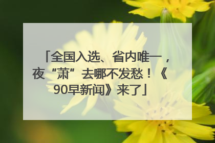 全国入选、省内唯一，夜“萧”去哪不发愁！《90早新闻》来了