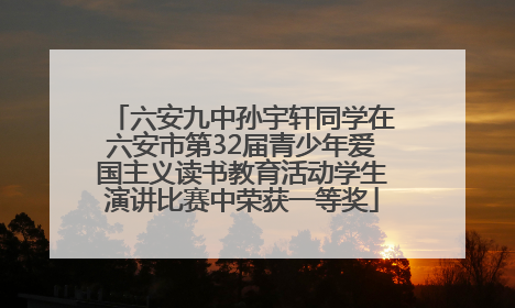 六安九中孙宇轩同学在六安市第32届青少年爱国主义读书教育活动学生演讲比赛中荣获一等奖