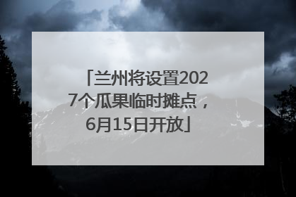 兰州将设置2027个瓜果临时摊点，6月15日开放