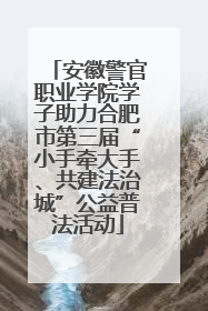 安徽警官职业学院学子助力合肥市第三届“小手牵大手、共建法治城”公益普法活动