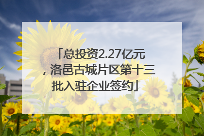 总投资2.27亿元，洛邑古城片区第十三批入驻企业签约