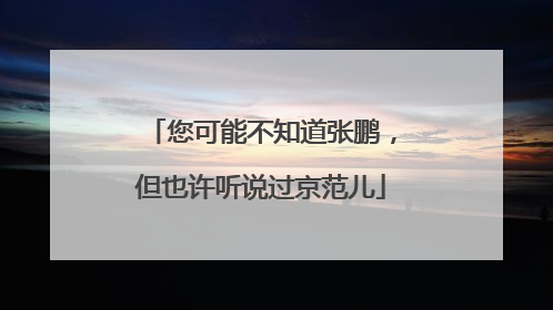 您可能不知道张鹏，但也许听说过京范儿