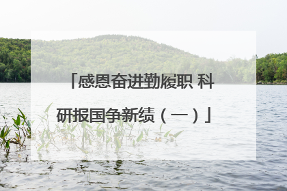 感恩奋进勤履职 科研报国争新绩（一）