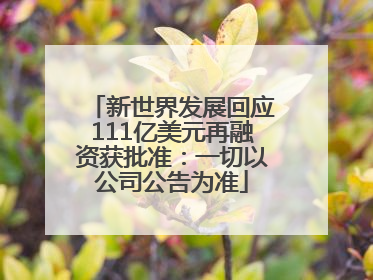新世界发展回应111亿美元再融资获批准：一切以公司公告为准