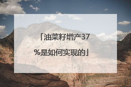 油菜籽增产37%是如何实现的