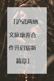 沪武两地文旅康养合作开启崭新篇章