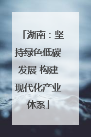 湖南：坚持绿色低碳发展 构建现代化产业体系