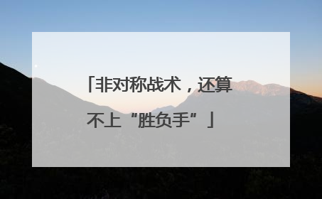 非对称战术，还算不上“胜负手”
