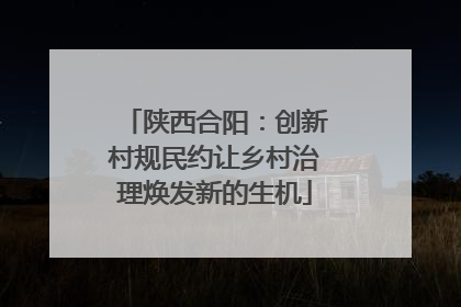 陕西合阳：创新村规民约让乡村治理焕发新的生机